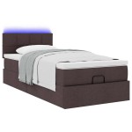 vidaXL Pat otoman cu saltea țesătură maro închis 100x200 cm