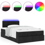 vidaXL Pat otoman cu saltea negru 120x200 cm stofa