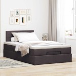 vidaXL Pat otoman cu saltea țesătură maro închis 120x200 cm