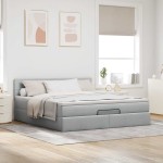 vidaXL Pat otoman cu saltea țesătură gri deschis 160x200 cm