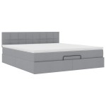 vidaXL Pat otoman cu saltea țesătură gri deschis 160x200 cm