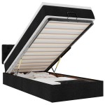 vidaXL Pat otoman cu saltea țesătură neagră 90x200 cm