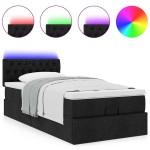 vidaXL Pat otoman cu saltea negru 100x200 cm stofa