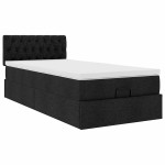 vidaXL Pat otoman cu saltea negru 100x200 cm stofa