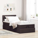 vidaXL Pat otoman cu saltea țesătură maro închis 100x200 cm