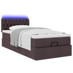 vidaXL Pat otoman cu saltea țesătură maro închis 100x200 cm