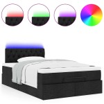 vidaXL Pat otoman cu saltea negru 120x200 cm stofa