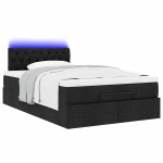 vidaXL Pat otoman cu saltea negru 120x200 cm stofa