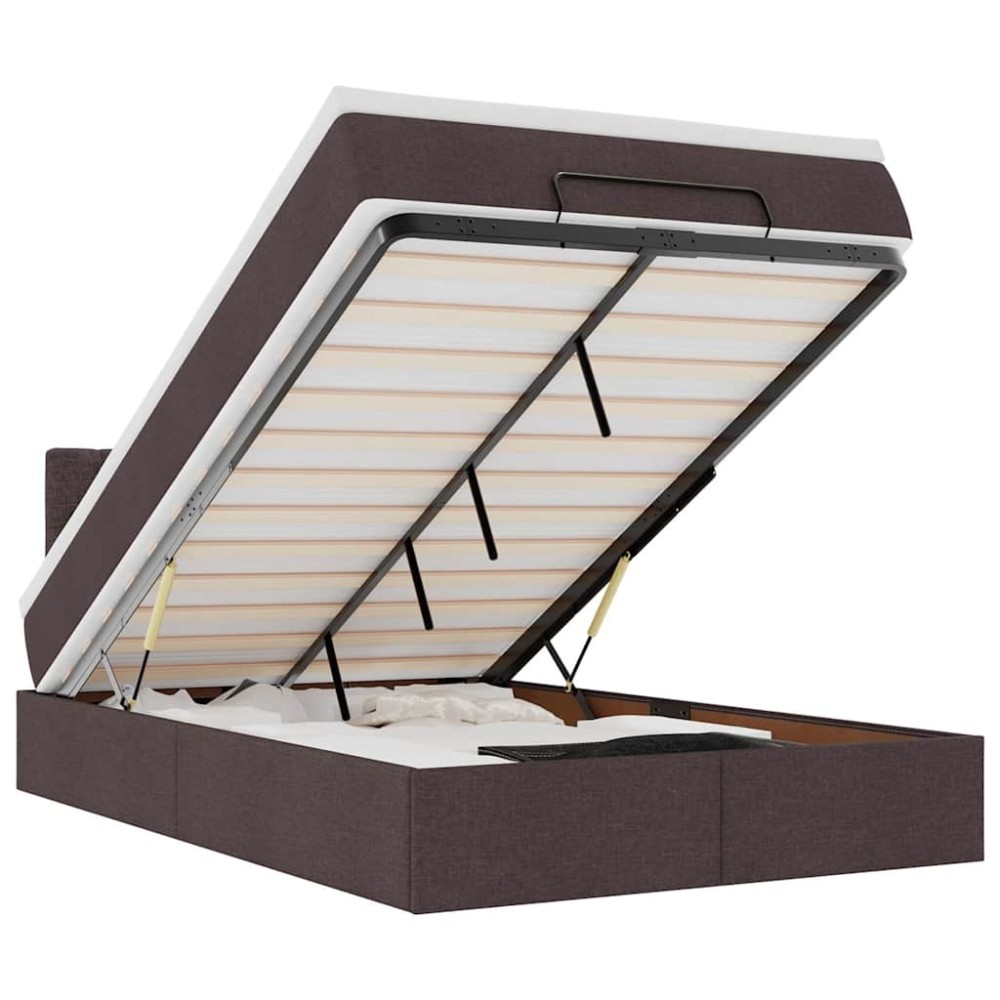 vidaXL Pat otoman cu saltea țesătură maro închis 120x200 cm