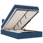 vidaXL Pat otoman cu saltea și LED-uri, țesătură albastră 120x200 cm