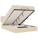 vidaXL Pat otoman cu saltea și LED-uri crem 140x200 cm țesătură