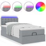 vidaXL Pat otoman cu saltea și LED-uri, gri deschis, 80x200cm, textil vidaXL Pat otoman cu saltea și LED-uri, gri deschis, 80x200cm, textil