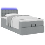 vidaXL Pat otoman cu saltea și LED-uri, gri deschis, 80x200cm, textil vidaXL Pat otoman cu saltea și LED-uri, gri deschis, 80x200cm, textil