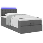 vidaXL Pat otoman cu saltea și LED-uri, gri închis, 90x200 cm, textil