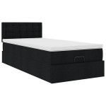 vidaXL Pat otoman cu saltea negru 100x200 cm stofa