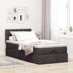 vidaXL Pat otoman cu saltea țesătură maro închis 100x200 cm
