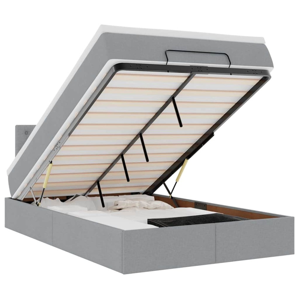 vidaXL Pat otoman cu saltea țesătură gri deschis 120x190 cm