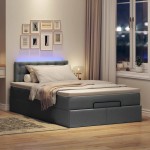 vidaXL Pat otoman cu saltea și LED-uri, gri închis, 120x200 cm, textil
