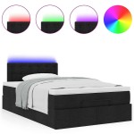 vidaXL Pat otoman cu saltea negru 120x200 cm stofa