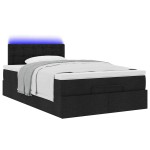 vidaXL Pat otoman cu saltea negru 120x200 cm stofa