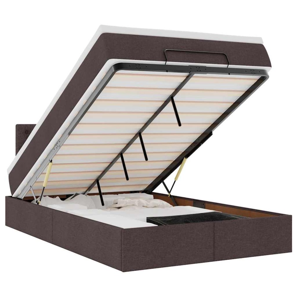vidaXL Pat otoman cu saltea țesătură maro închis 120x200 cm