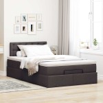 vidaXL Pat otoman cu saltea țesătură maro închis 120x200 cm