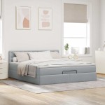 vidaXL Pat otoman cu saltea țesătură gri deschis 160x200 cm