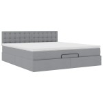 vidaXL Pat otoman cu saltea țesătură gri deschis 160x200 cm