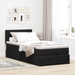 vidaXL Pat otoman cu saltea și LED-uri, negru, 80x200cm, catifea