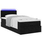 vidaXL Pat otoman cu saltea și LED-uri, negru, 80x200cm, catifea