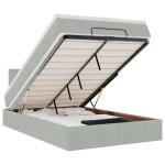 vidaXL Pat otoman cu saltea și LED-uri, gri deschis, 120x190cm catifea