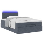 vidaXL Pat otoman cu saltea și LED-uri, gri închis, 120x190cm, catifea