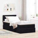 vidaXL Pat otoman cu saltea și LED-uri, negru, 80x200cm, catifea