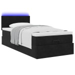 vidaXL Pat otoman cu saltea și LED-uri, negru, 80x200cm, catifea