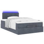 vidaXL Pat otoman cu saltea și LED-uri, gri închis, 120x190cm, catifea