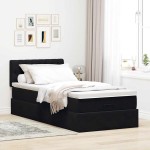 vidaXL Pat otoman cu saltea și LED-uri, negru, 80x200cm, catifea
