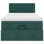 vidaXL Pat otoman cu saltea și LED-uri, verde închis, 80x200cm catifea