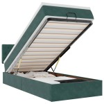 vidaXL Pat otoman cu saltea și LED-uri, verde închis, 90x200cm catifea