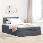 vidaXL Pat otoman cu saltea și LED-uri, gri închis, 120x190cm, catifea