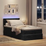 vidaXL Pat otoman cu saltea și LED-uri, negru, 80x200cm, catifea