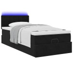 vidaXL Pat otoman cu saltea și LED-uri, negru, 80x200cm, catifea