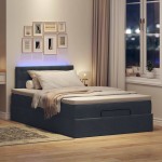 vidaXL Pat otoman cu saltea și LED-uri, gri închis, 120x190cm, catifea