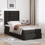 vidaXL Pat otoman cu saltea, negru, 80x200cm, piele ecologică vidaXL Pat otoman cu saltea, negru, 80x200cm, piele ecologică