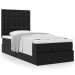 vidaXL Pat otoman cu saltea, negru, 80x200cm, piele ecologică vidaXL Pat otoman cu saltea, negru, 80x200cm, piele ecologică