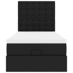 vidaXL Pat otoman cu saltea, negru, 90x190cm, piele ecologică