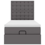 vidaXL Pat otoman cu saltea, gri, 90x190cm, piele ecologică