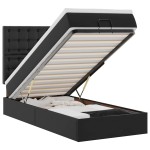 vidaXL Pat otoman cu saltea, negru, 90x200cm, piele ecologică vidaXL Pat otoman cu saltea, negru, 90x200cm, piele ecologică