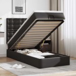 vidaXL Pat otoman cu saltea, negru, 90x200cm, piele ecologică vidaXL Pat otoman cu saltea, negru, 90x200cm, piele ecologică