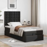vidaXL Pat otoman cu saltea, negru, 90x200cm, piele ecologică vidaXL Pat otoman cu saltea, negru, 90x200cm, piele ecologică