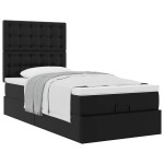 vidaXL Pat otoman cu saltea, negru, 90x200cm, piele ecologică vidaXL Pat otoman cu saltea, negru, 90x200cm, piele ecologică